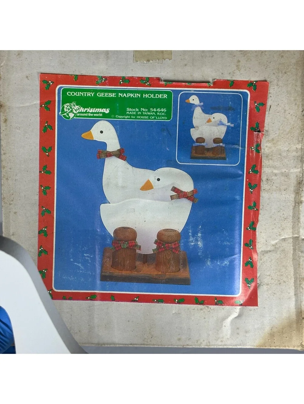 Vintage House of Lloyd Country Geese Napkin Holder Wood Decor S-12